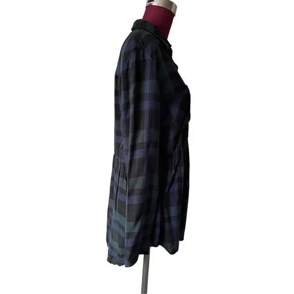 Torrid Emma Dark Green & Navy Plaid Twill Babydoll Tunic size 2 - Picture 8 of 10